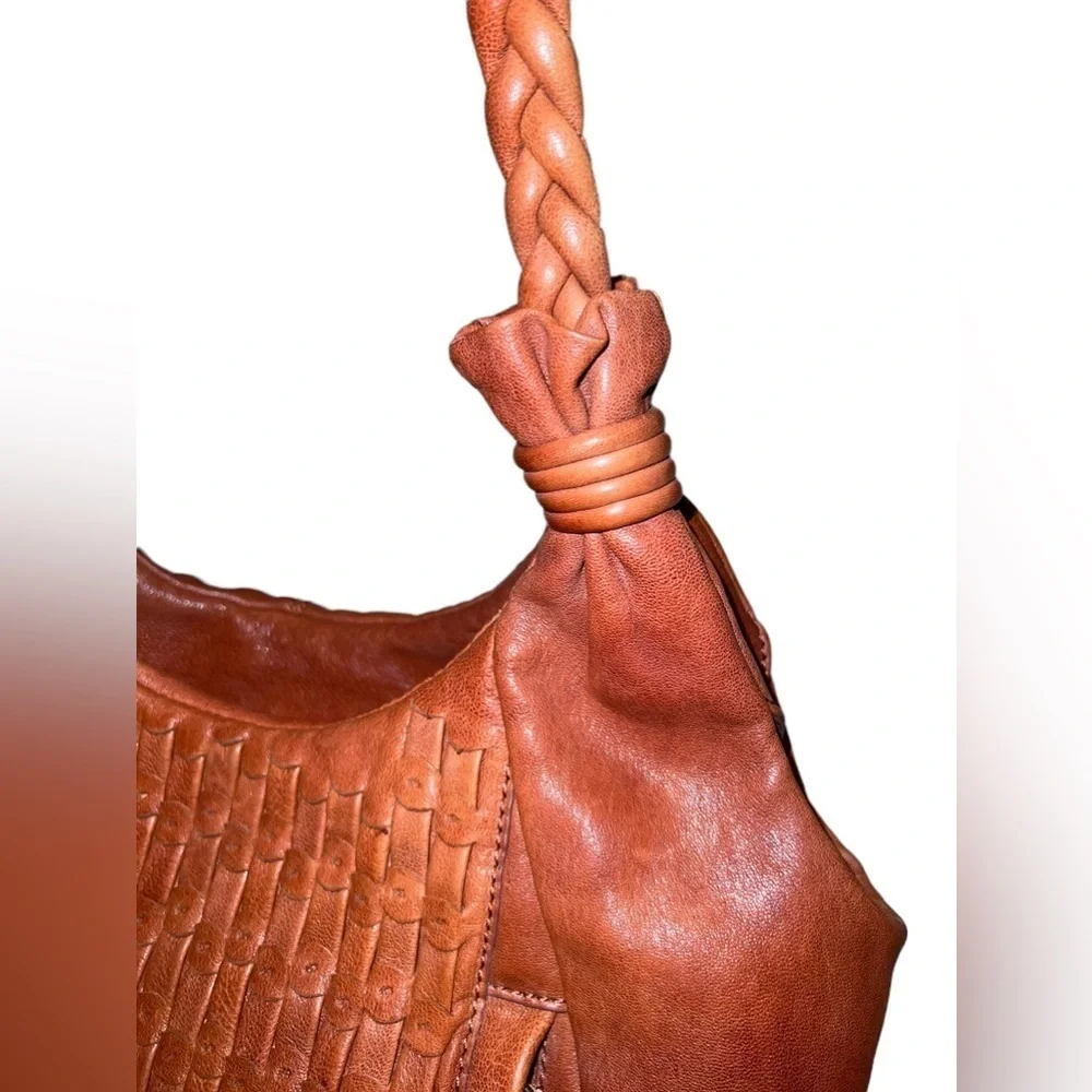LOCKHEART Brick Woven Leather Hobo Handbag Braided Shoulder Strap